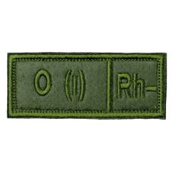 Нашивка, патч "Группа крови первая отрицательная О (I) Rh-" тактическая с липучкой.
