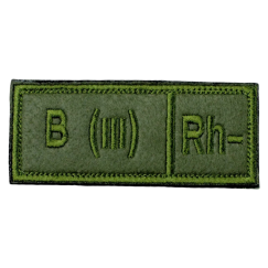 Нашивка, патч "Группа крови третья отрицательная В (III) Rh-" тактическая с липучкой.