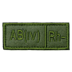 Нашивка, патч "Группа крови четвертая отрицательная АВ (IV) Rh-" тактическая с липучкой.