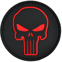 Нашивка, патч "Черно-красный череп" тактическая с липучкой.