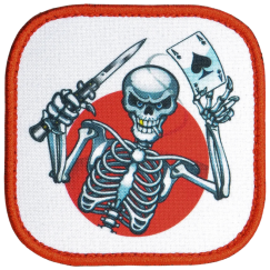 Нашивка, патч "Скелет с ножом и картой" тактическая с липучкой.