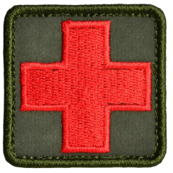 Нашивка, патч "Медицинский крест для аптечки" тактическая с липучкой.