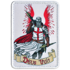 Нашивка, патч "Deus Vult, этого хочет Бог" тактическая с липучкой.