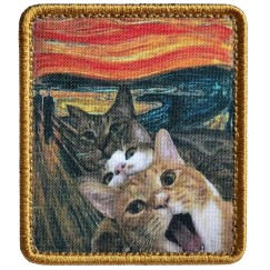 Нашивка, патч "Котокрик" бежевая тактическая с липучкой.