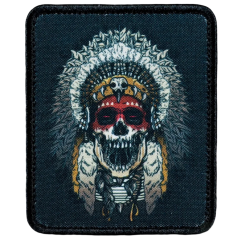 Нашивка, патч "Череп Индейца" тактическая с липучкой.