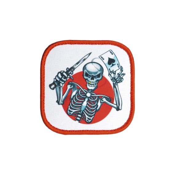 Нашивка, патч "Скелет с ножом и картой" тактическая с липучкой.
