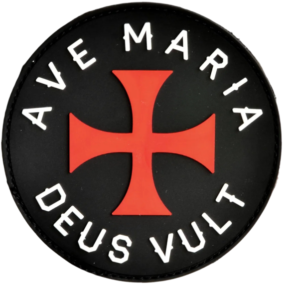 Нашивка, патч "Ave Maria Deus Vult" ПВХ тактическая с липучкой.